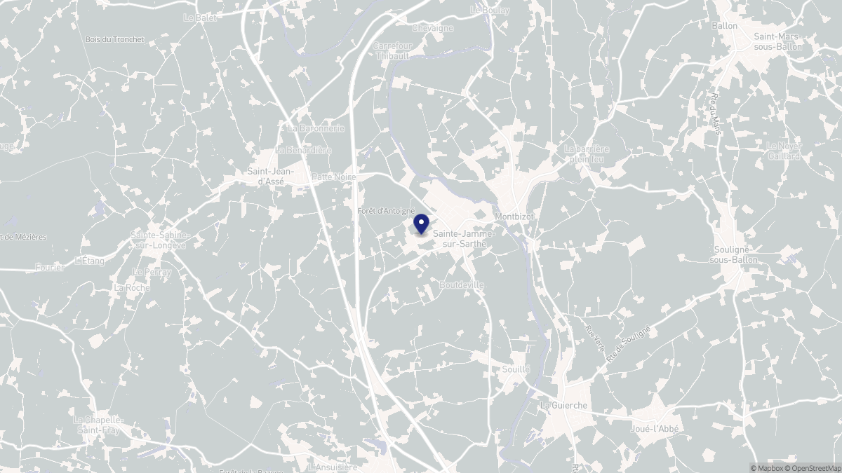 Aperçu cartographique de Sainte-Jamme-sur-Sarthe, centré sur la commune
