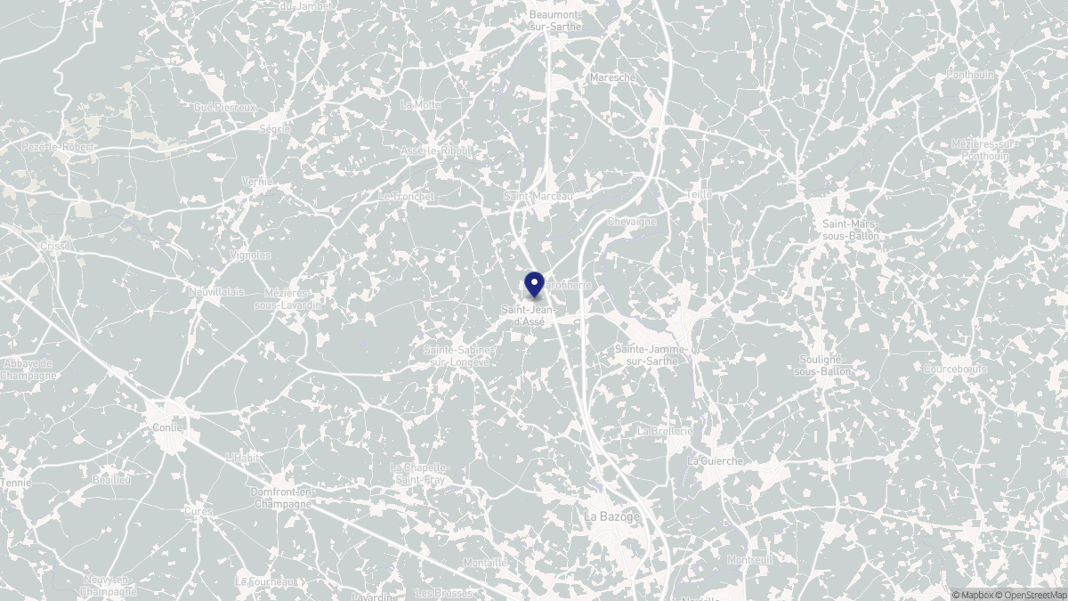 Aperçu cartographique de Saint-Jean-d'Assé, centré sur la commune