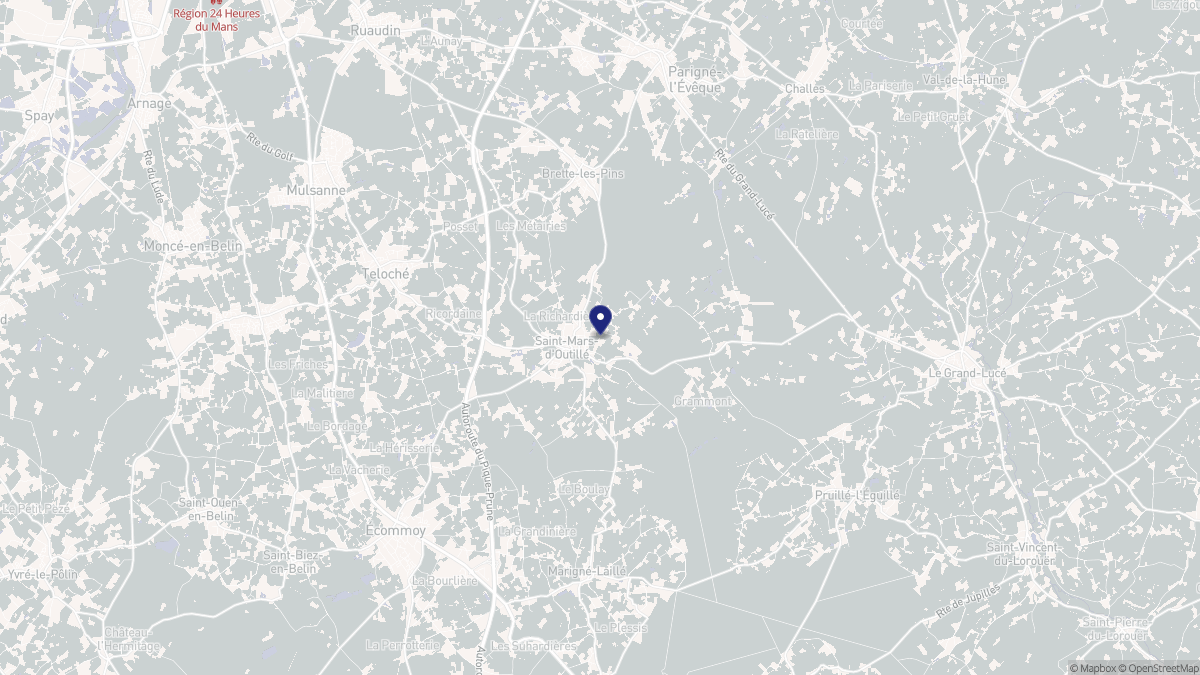 Aperçu cartographique de Saint-Mars-d'Outillé, centré sur la commune