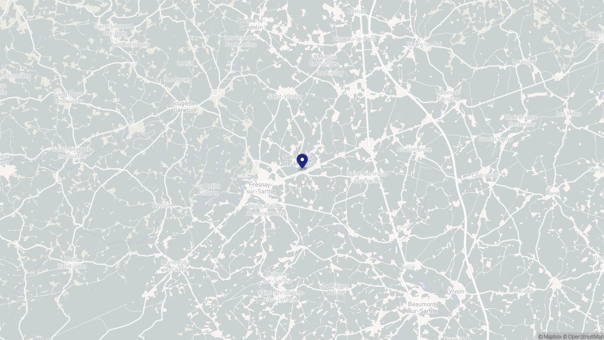 Aperçu cartographique de Saint-Ouen-de-Mimbré, centré sur la commune