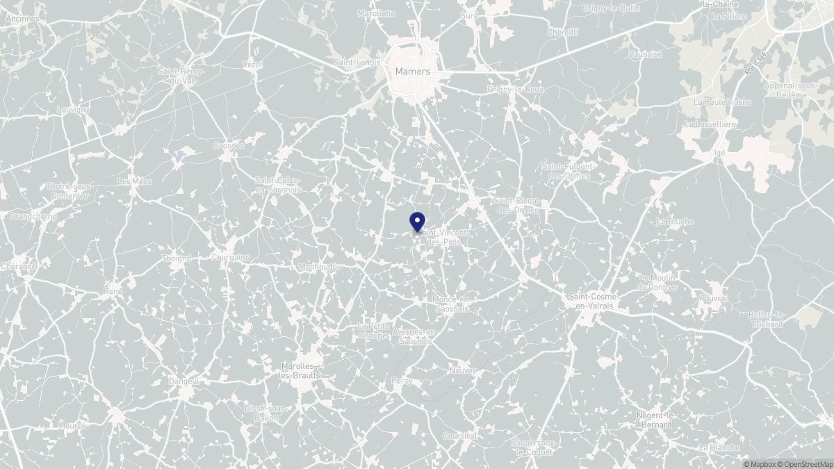 Aperçu cartographique de Saint-Vincent-des-Prés, centré sur la commune