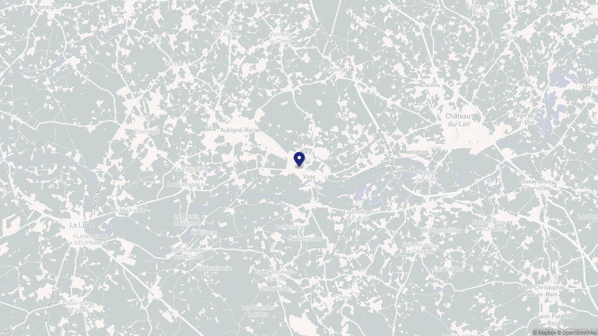 Aperçu cartographique de Vaas, centré sur la commune
