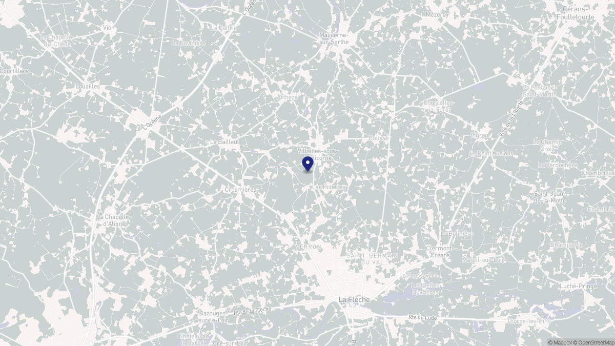 Aperçu cartographique de Villaines-sous-Malicorne, centré sur la commune