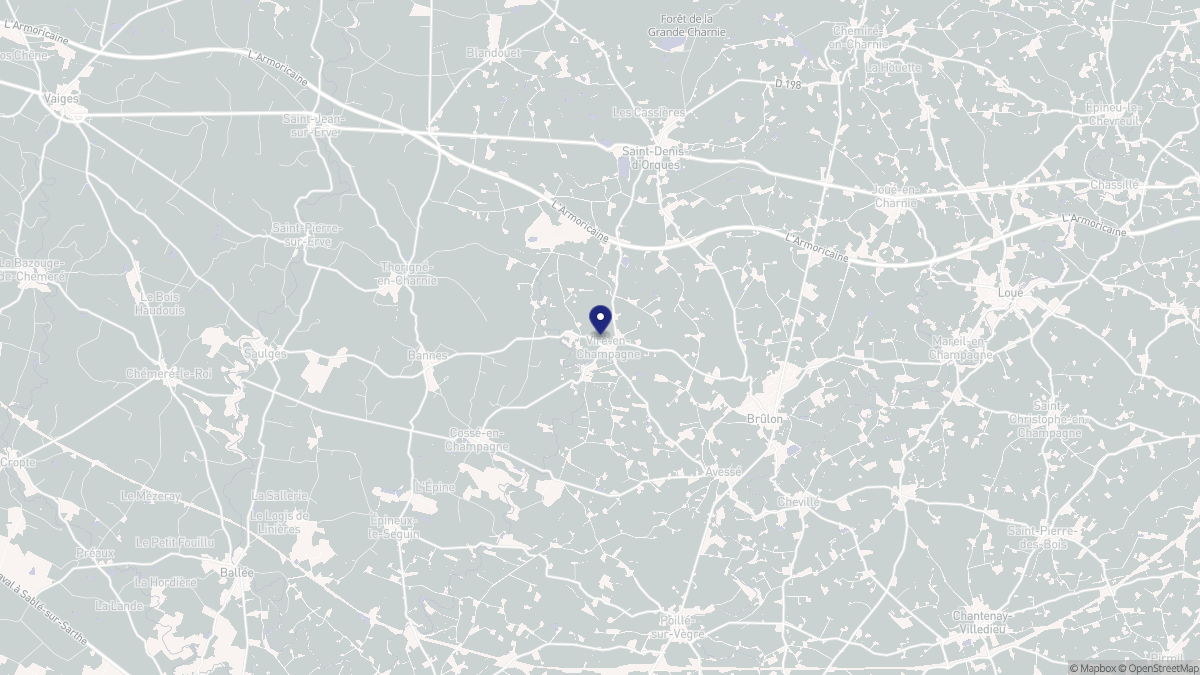 Aperçu cartographique de Viré-en-Champagne, centré sur la commune