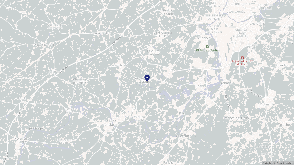 Aperçu cartographique de Voivres-lès-le-Mans, centré sur la commune