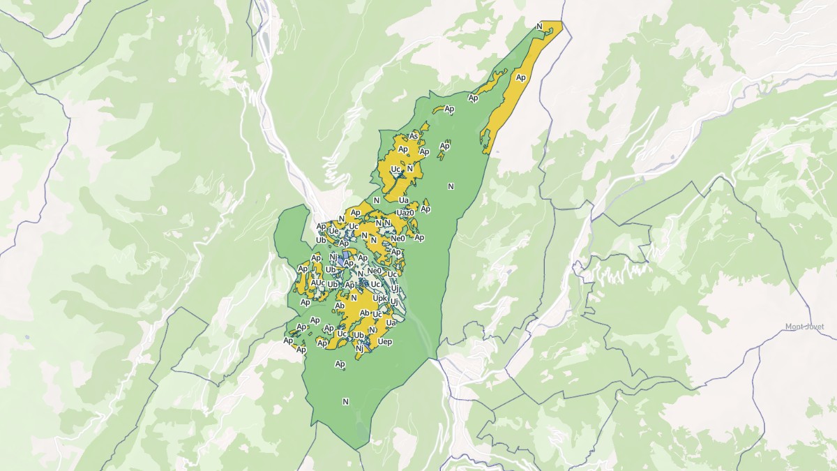Aperçu cartographique de Grand-Aigueblanche, centré sur la commune