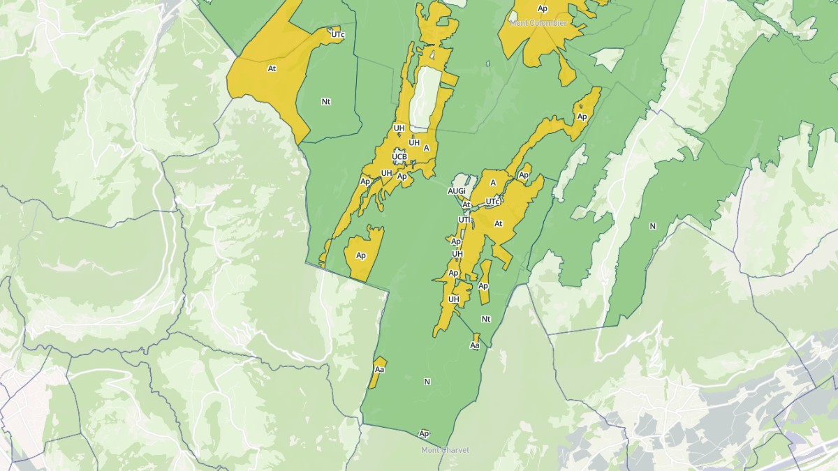 Aperçu cartographique de Aillon-le-Jeune, centré sur la commune