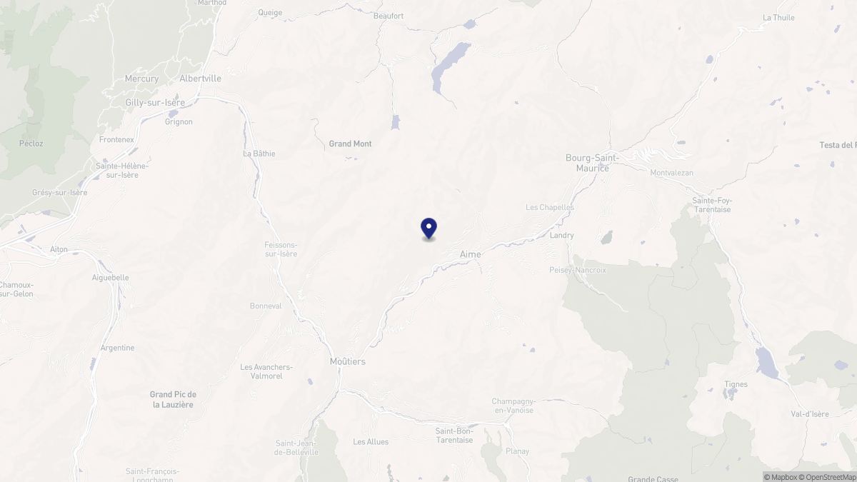 Aperçu cartographique de Aime-la-Plagne, centré sur la commune