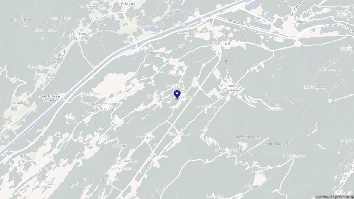 Aperçu cartographique de Betton-Bettonet, centré sur la commune