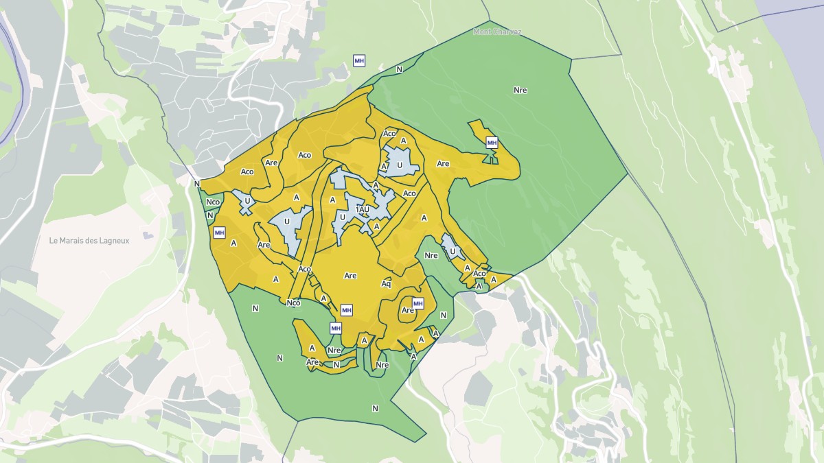 Aperçu cartographique de Billième, centré sur la commune