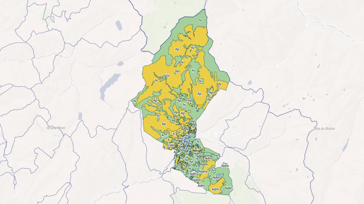 Aperçu cartographique de Bourg-Saint-Maurice, centré sur la commune