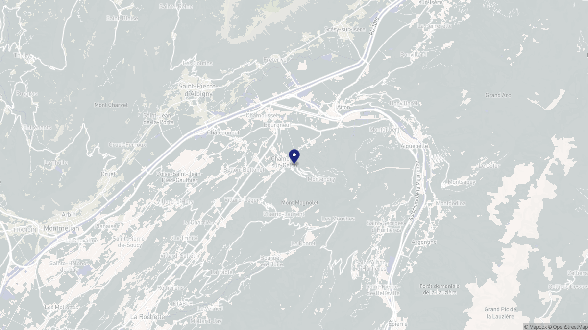 Aperçu cartographique de Chamoux-sur-Gelon, centré sur la commune