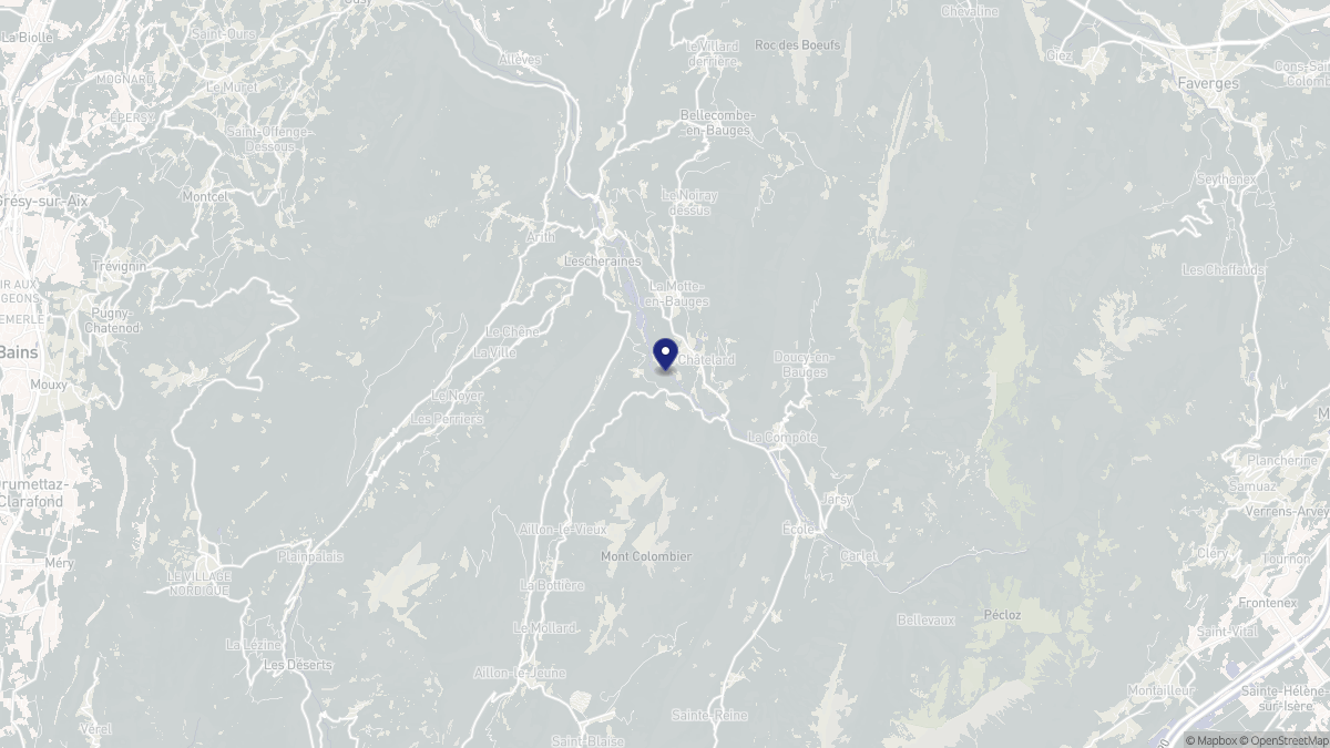 Aperçu cartographique de Le Châtelard, centré sur la commune