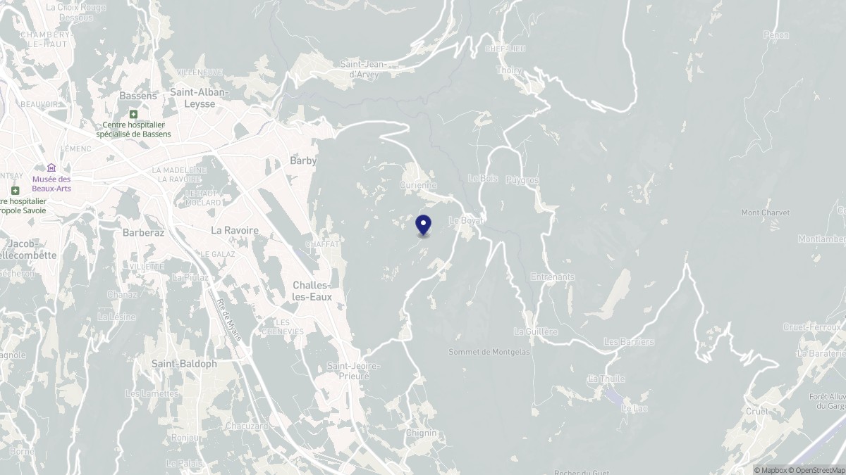 Aperçu cartographique de Curienne, centré sur la commune