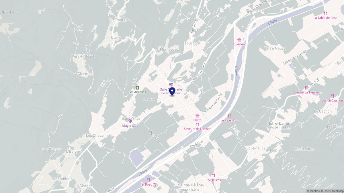 Aperçu cartographique de Frontenex, centré sur la commune