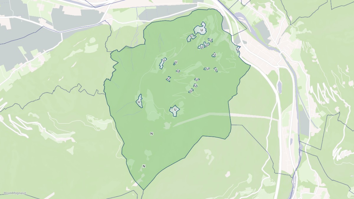 Aperçu cartographique de Montgilbert, centré sur la commune