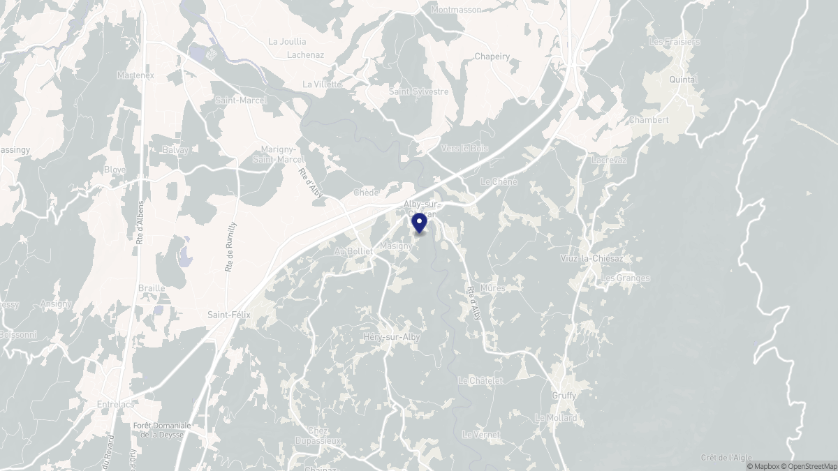 Aperçu cartographique de Alby-sur-Chéran, centré sur la commune
