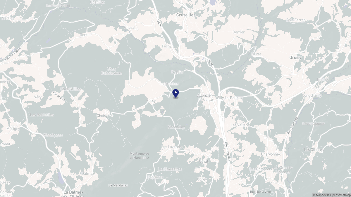 Aperçu cartographique de Allonzier-la-Caille, centré sur la commune