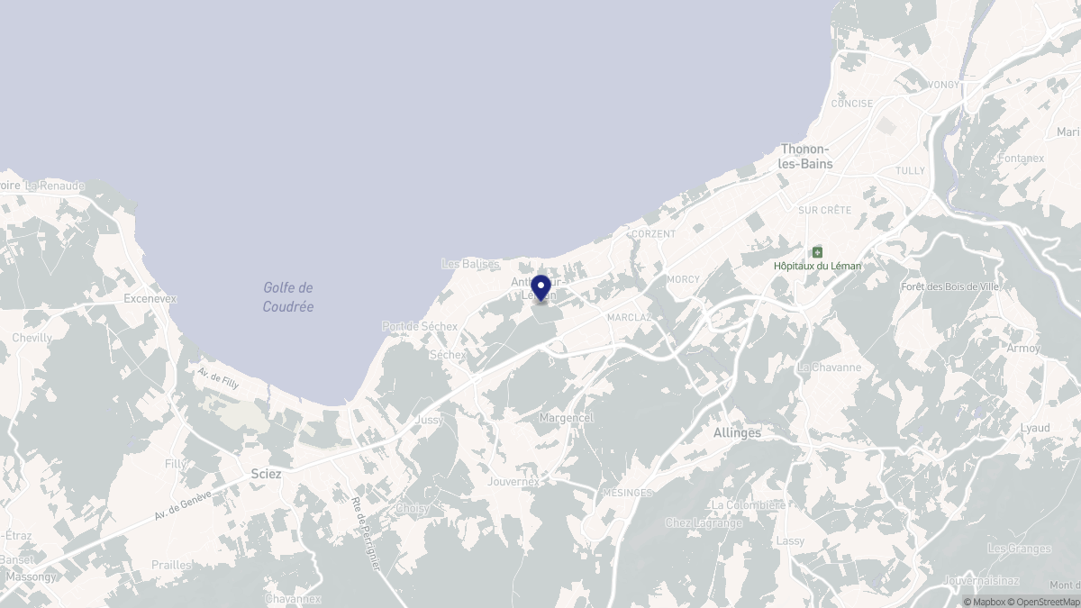 Aperçu cartographique de Anthy-sur-Léman, centré sur la commune