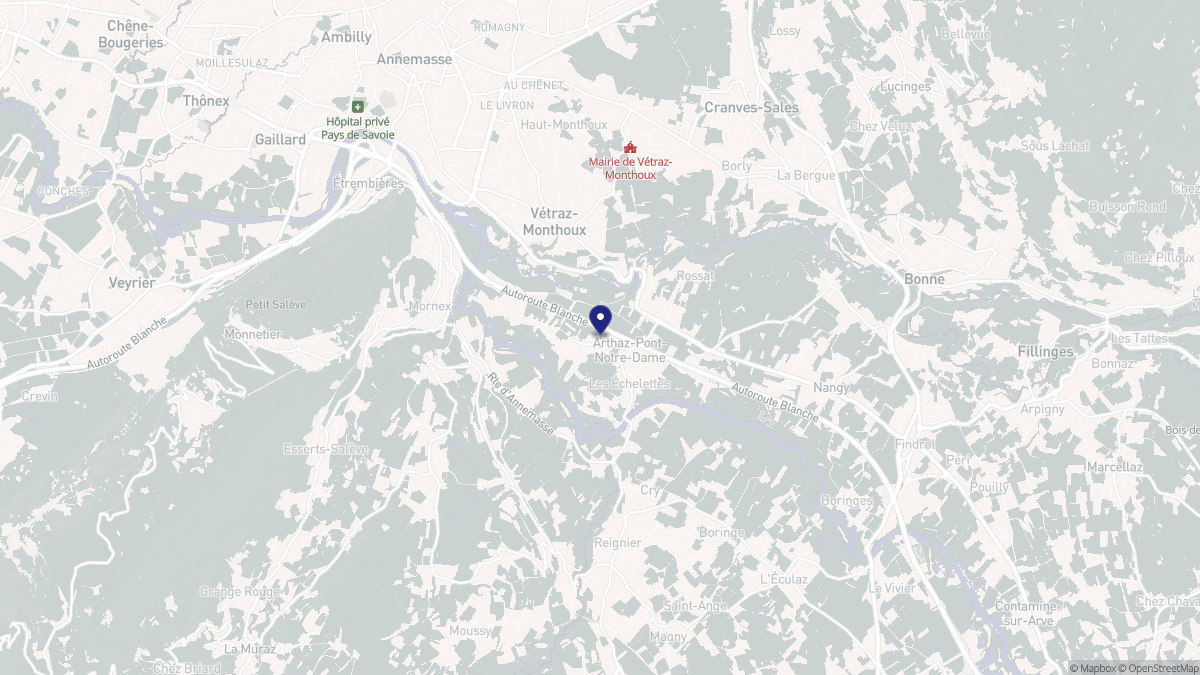 Aperçu cartographique de Arthaz-Pont-Notre-Dame, centré sur la commune