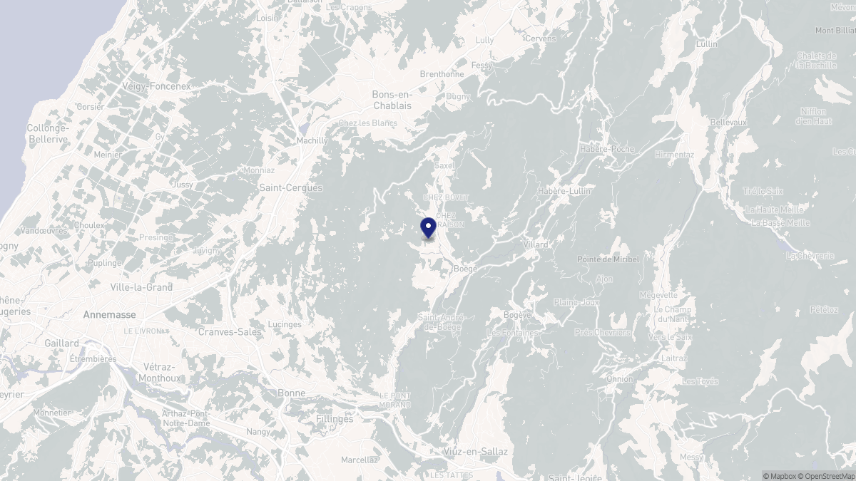 Aperçu cartographique de Boëge, centré sur la commune