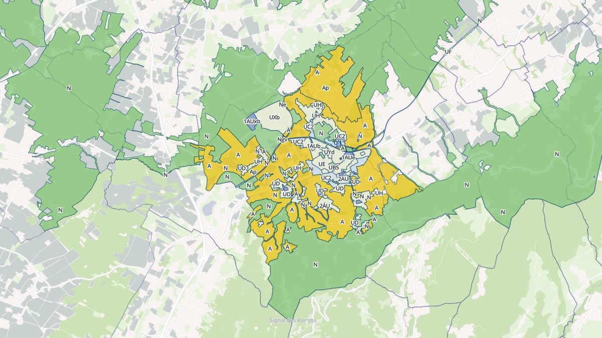 Aperçu cartographique de Bons-en-Chablais, centré sur la commune