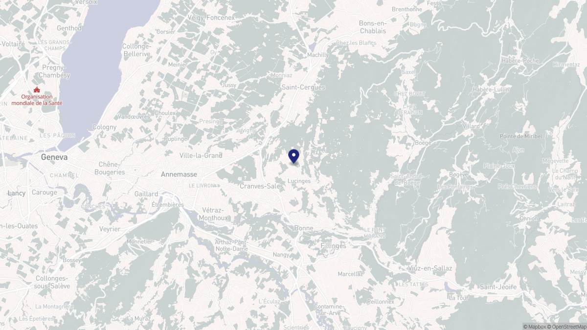 Aperçu cartographique de Cranves-Sales, centré sur la commune