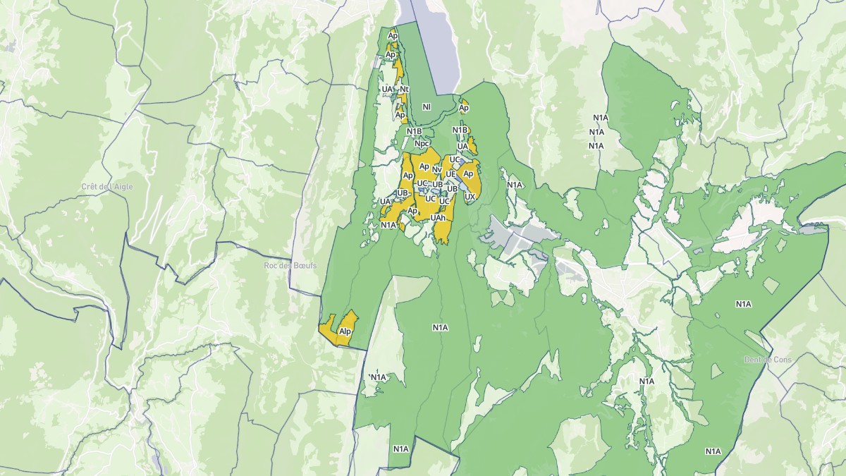Aperçu cartographique de Doussard, centré sur la commune