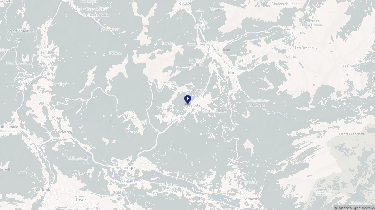 Aperçu cartographique de Les Gets, centré sur la commune