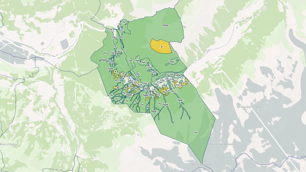 Aperçu cartographique de Les Houches, centré sur la commune