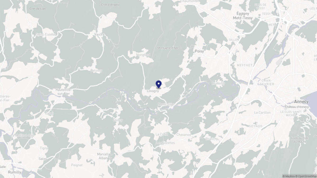 Aperçu cartographique de Lovagny, centré sur la commune