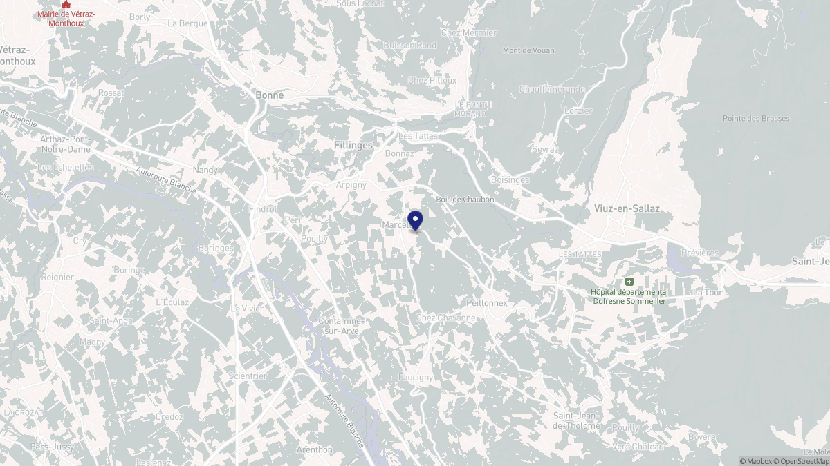Aperçu cartographique de Marcellaz, centré sur la commune
