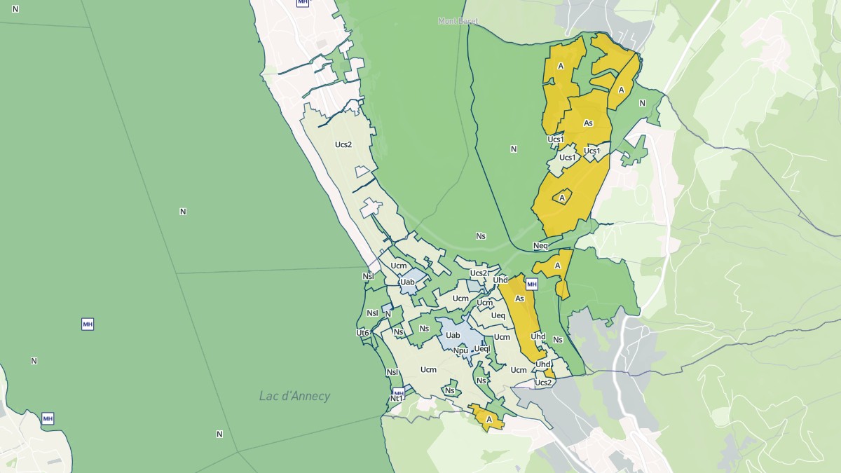 Aperçu cartographique de Menthon-Saint-Bernard, centré sur la commune