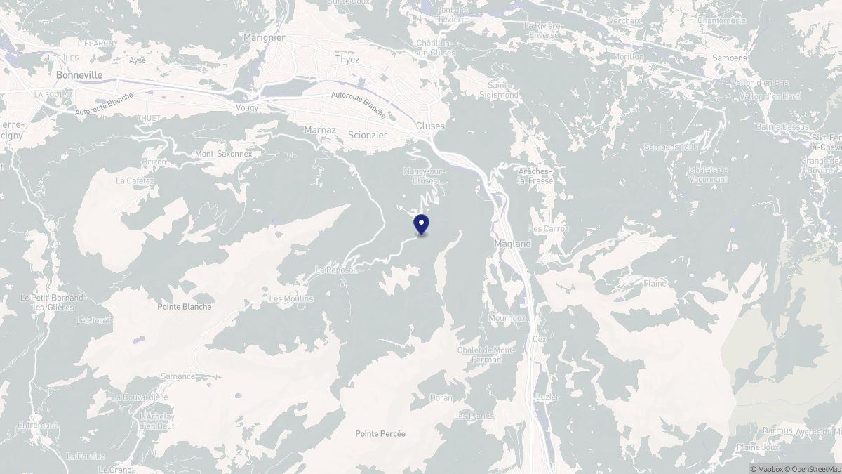 Aperçu cartographique de Nancy-sur-Cluses, centré sur la commune