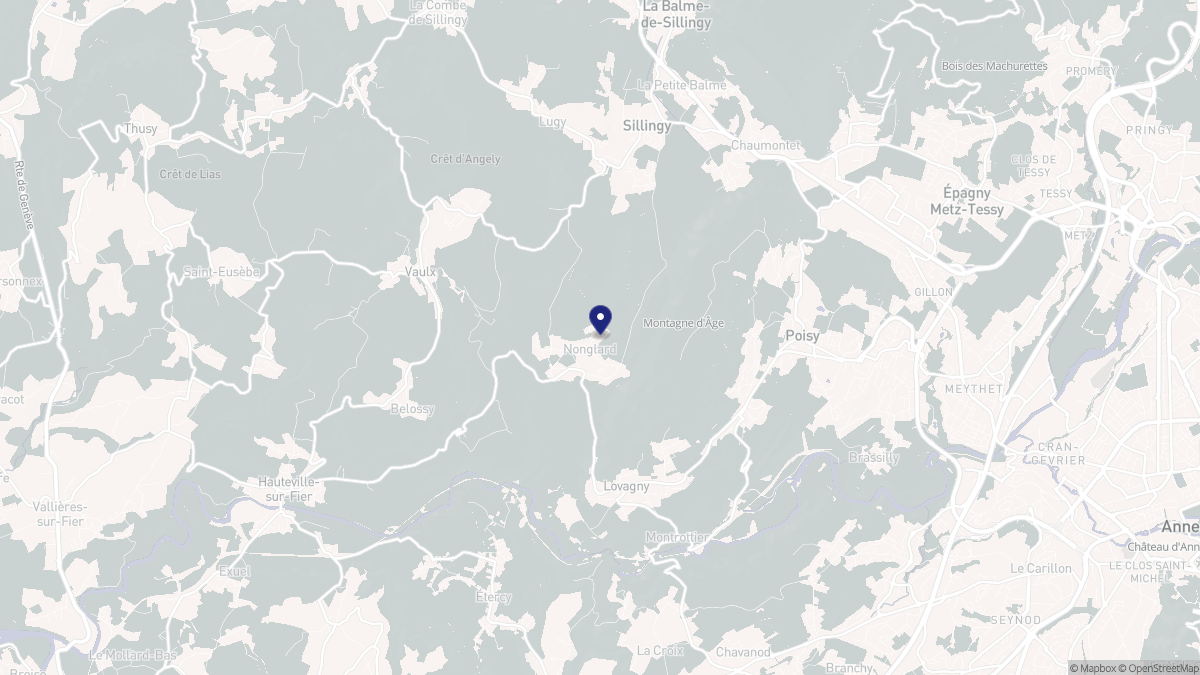 Aperçu cartographique de Nonglard, centré sur la commune