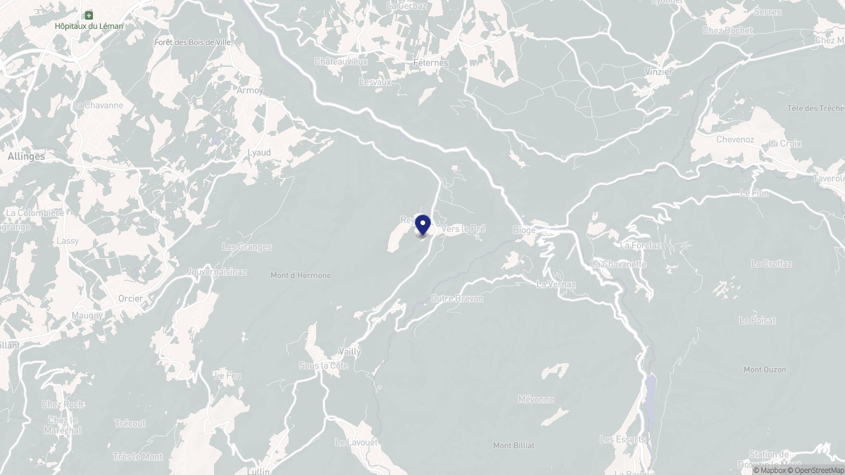 Aperçu cartographique de Reyvroz, centré sur la commune