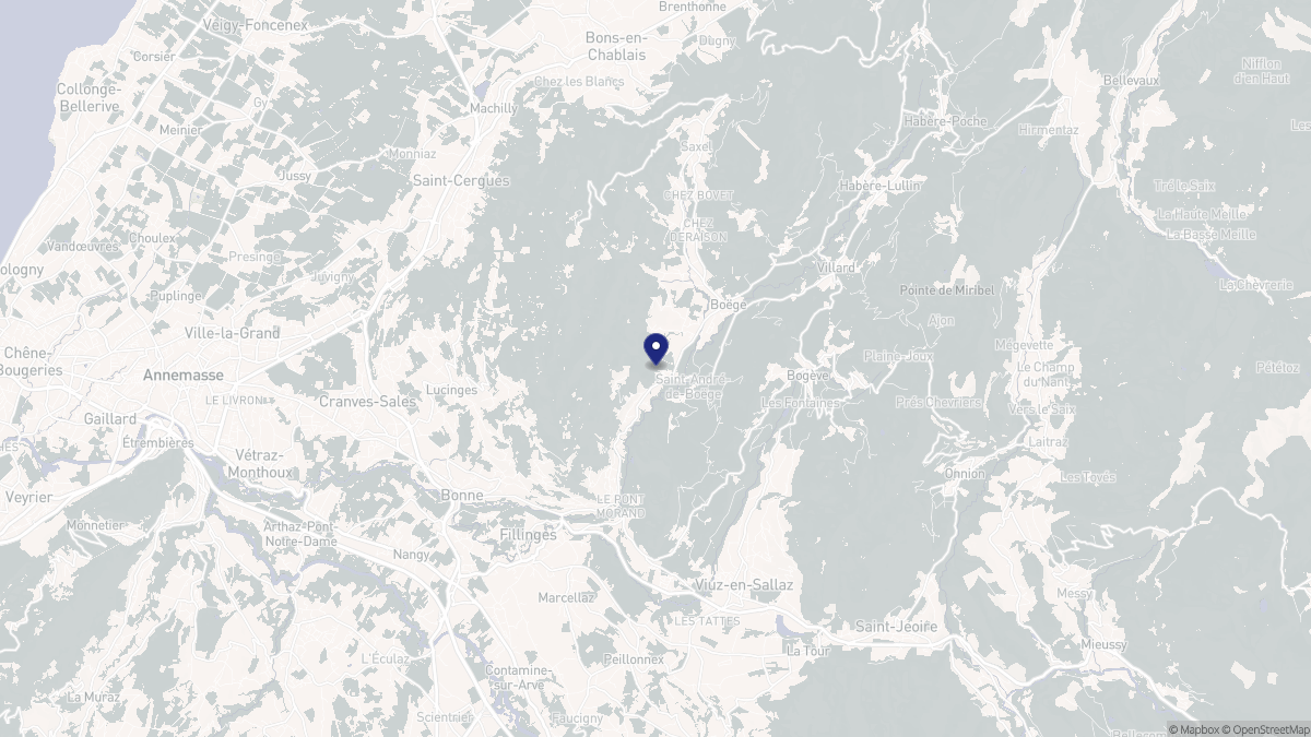 Aperçu cartographique de Saint-André-de-Boëge, centré sur la commune