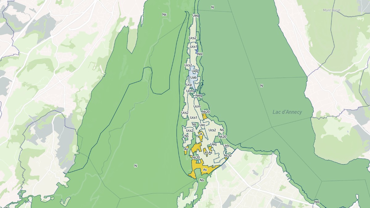 Aperçu cartographique de Sevrier, centré sur la commune