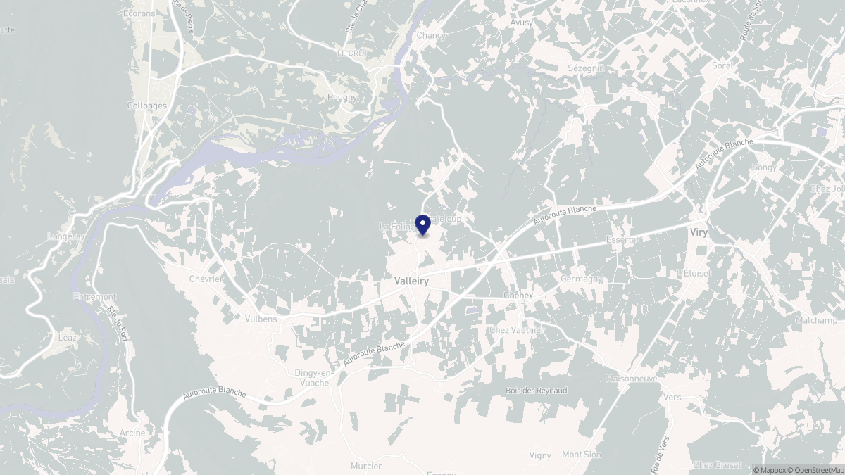 Aperçu cartographique de Valleiry, centré sur la commune