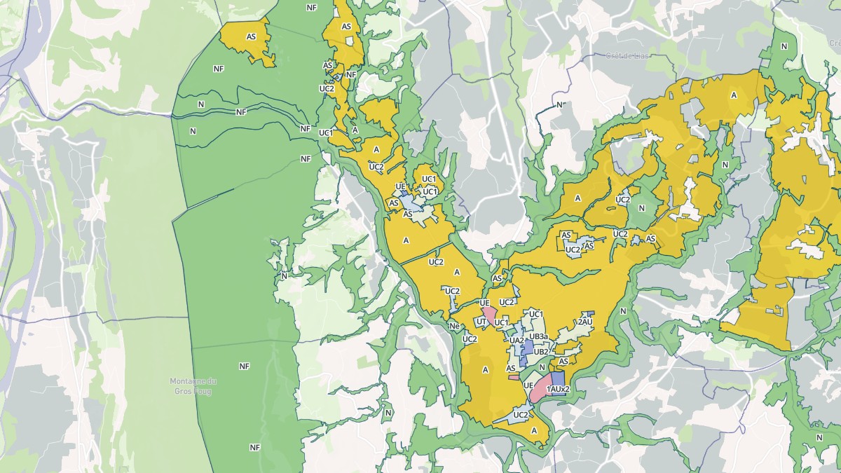 Aperçu cartographique de Vallières-sur-Fier, centré sur la commune