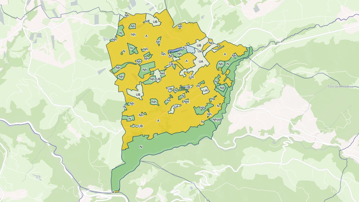 Aperçu cartographique de Vinzier, centré sur la commune