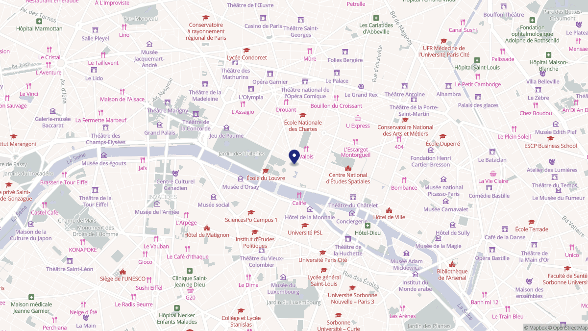 Aperçu cartographique de Paris 1er Arrondissement, centré sur la commune
