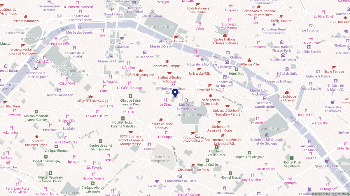 Aperçu cartographique de Paris 6e Arrondissement, centré sur la commune