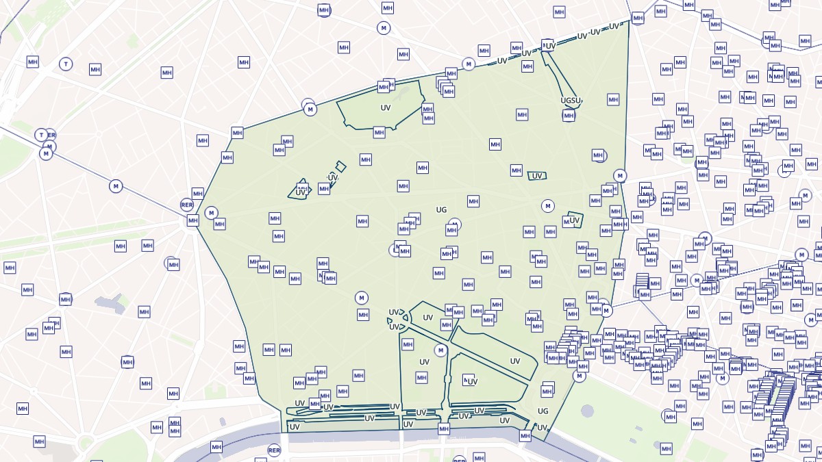Aperçu cartographique de Paris 8e Arrondissement, centré sur la commune