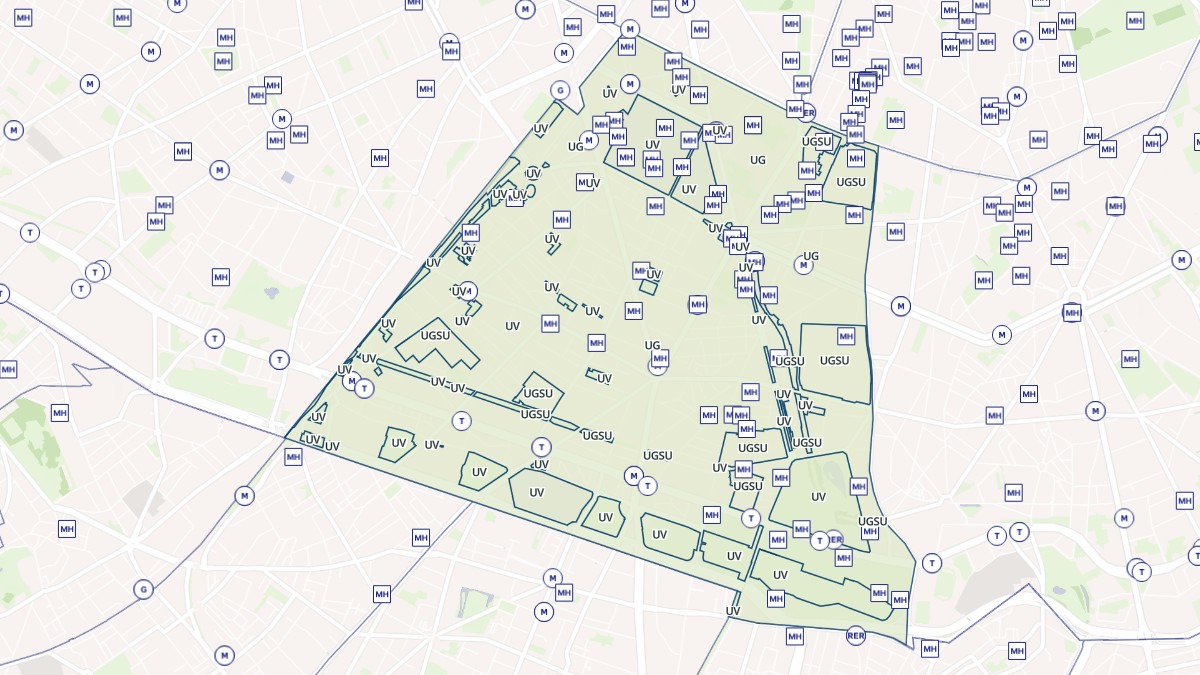 Aperçu cartographique de Paris 14e Arrondissement, centré sur la commune