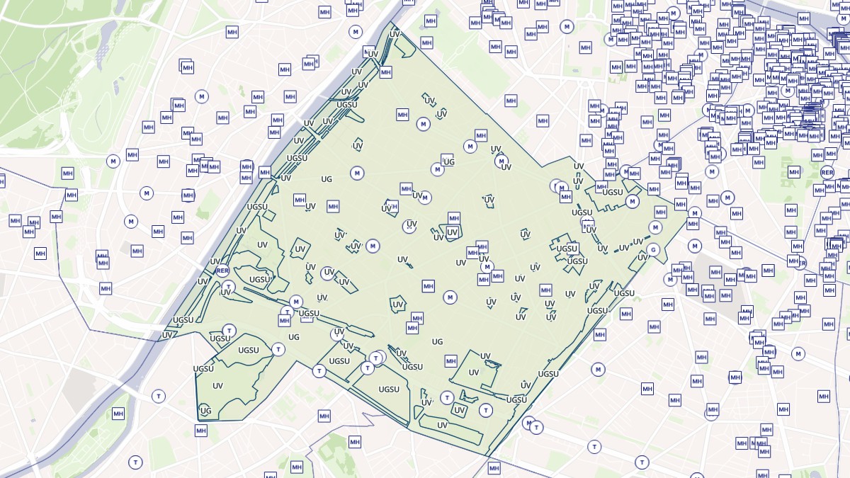Aperçu cartographique de Paris 15e Arrondissement, centré sur la commune