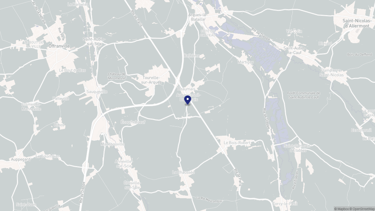 Aperçu cartographique de Aubermesnil-Beaumais, centré sur la commune