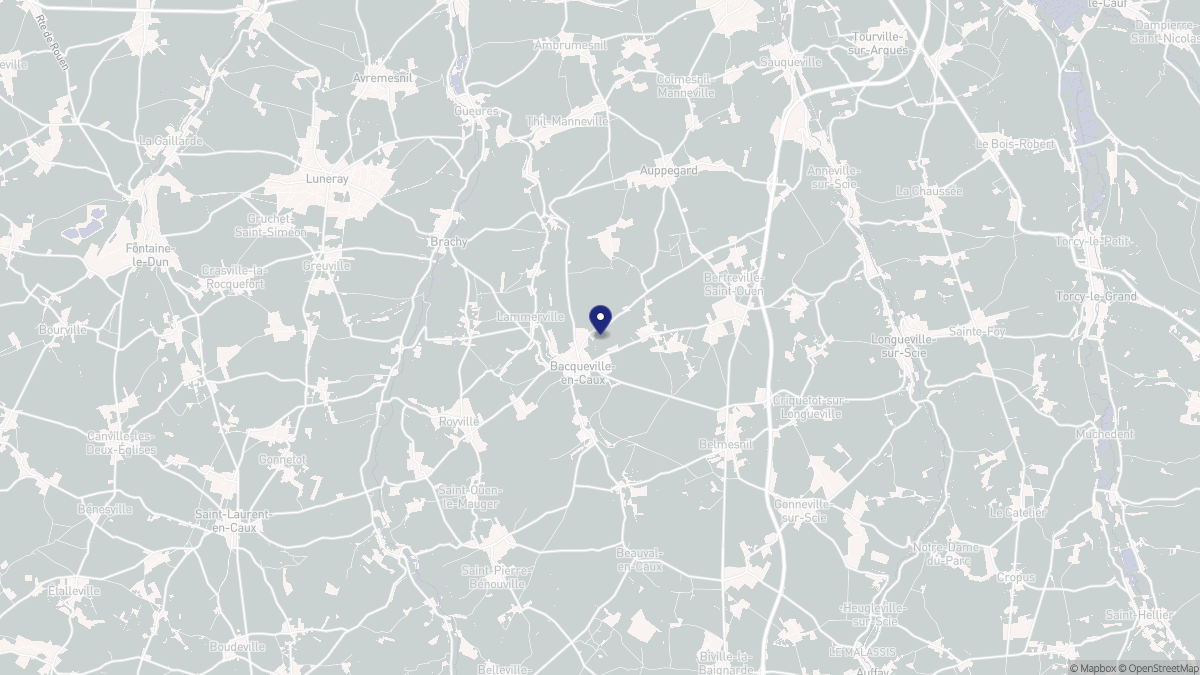 Aperçu cartographique de Bacqueville-en-Caux, centré sur la commune