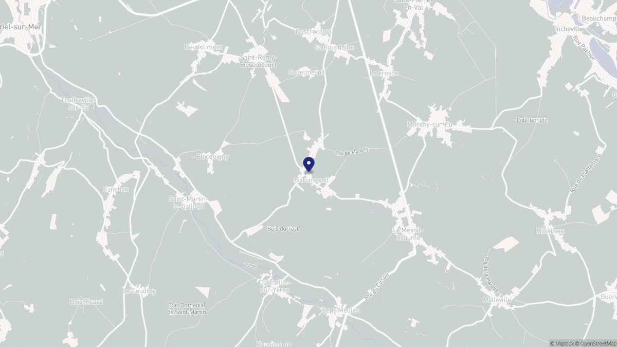 Aperçu cartographique de Baromesnil, centré sur la commune