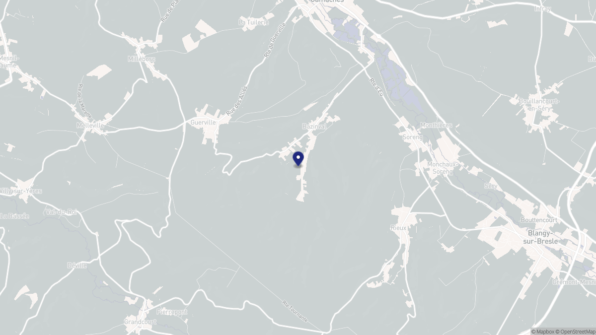 Aperçu cartographique de Bazinval, centré sur la commune